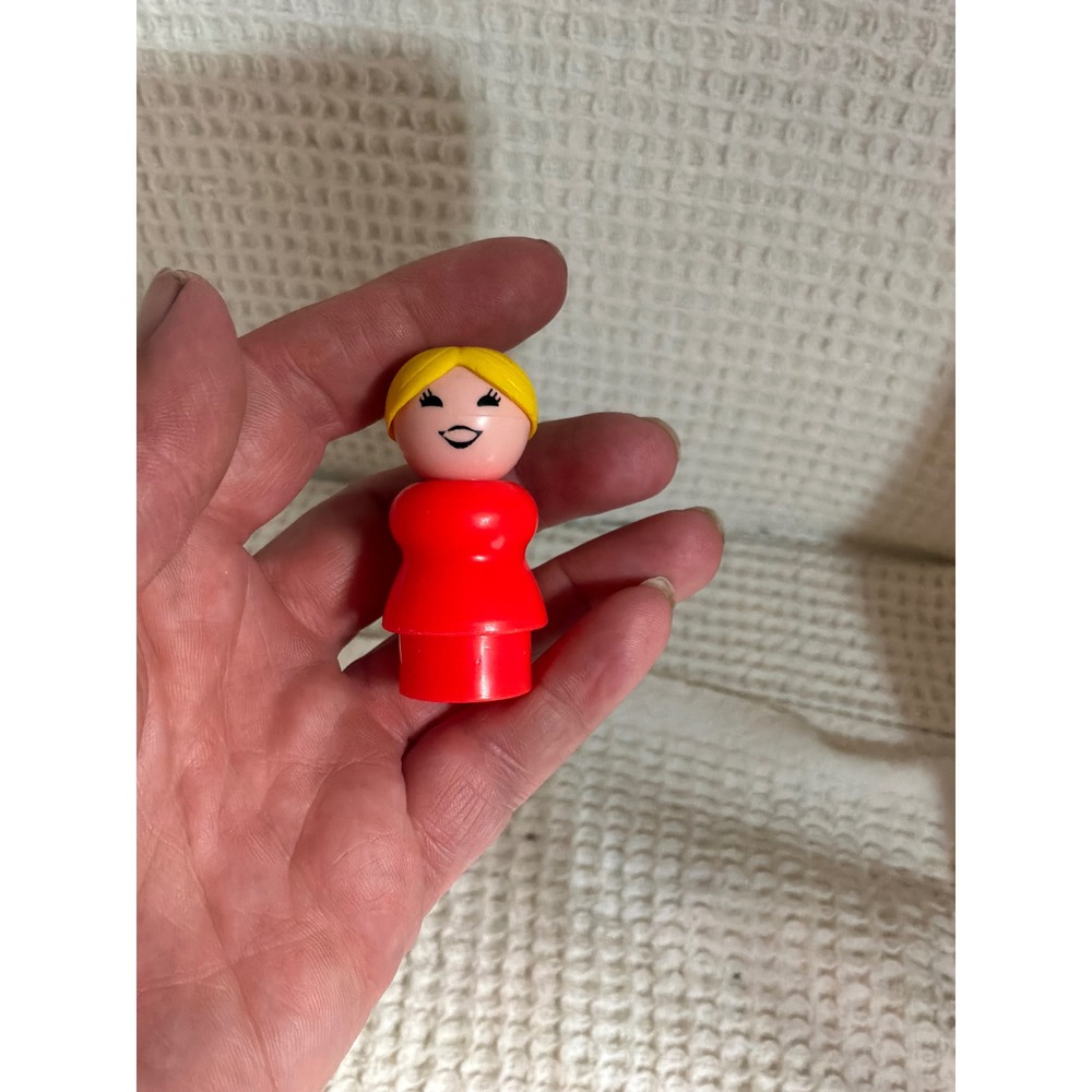 Vintage Kids Fisher Price Little People Toy Figure Small Red Yellow